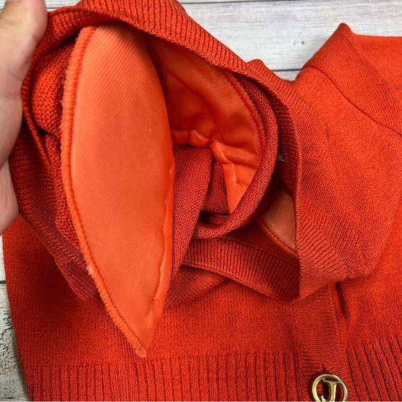 St. John Sport Orange Gold Knit Wool Cardigan Sweater Size M FLAWS - Picture 11 of 13
